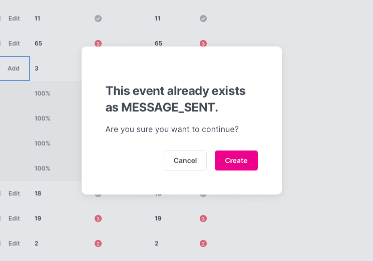 Image shows a confirm dialog to make sure the user wants to add this event
